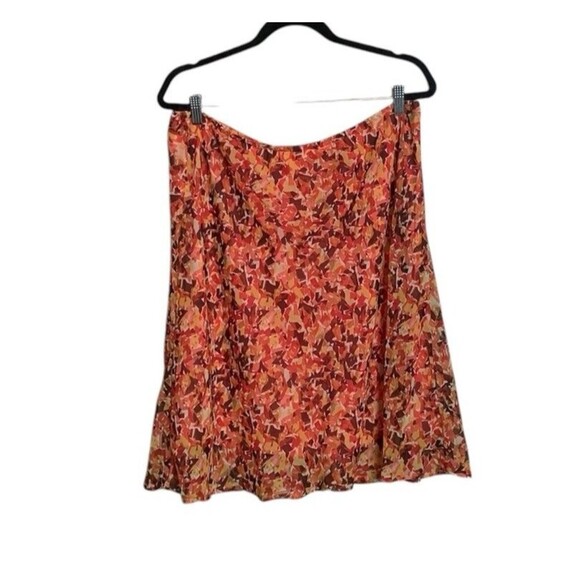 Colorful Skirt Womens Size 16 Orange Red Brown Flirty Pull On Flowy Beach Party - Picture 9 of 9